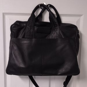 Lands End black leather men's soft sided briefcase